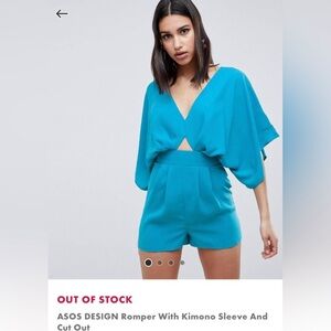 ASOS kimono cut out romper aqua EUC